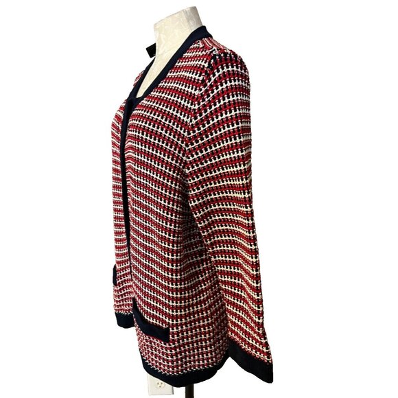 Talbots Women's Cardigan Jacket Sweater 1X Red Cream Navy Blue NWT NEW - Picture 4 of 10